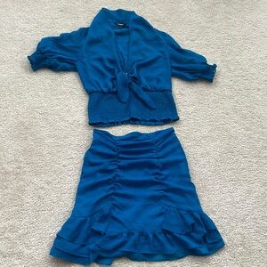 Express blue skirt and top set